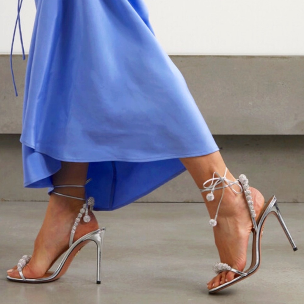 Aquazzura Silver Disco Ball Leather Stilettos / Heels US8 - Picture 9 of 16